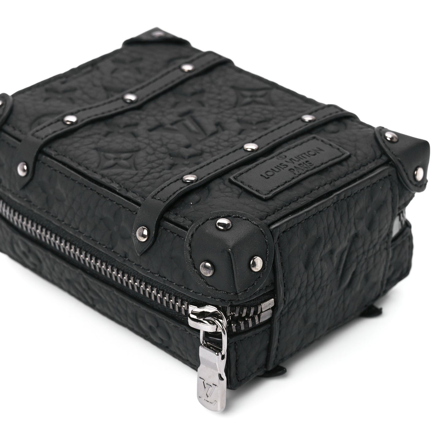 Monogram Taurillon Soft Trunk Backpack Pouch Bag Charm Key Ring Black