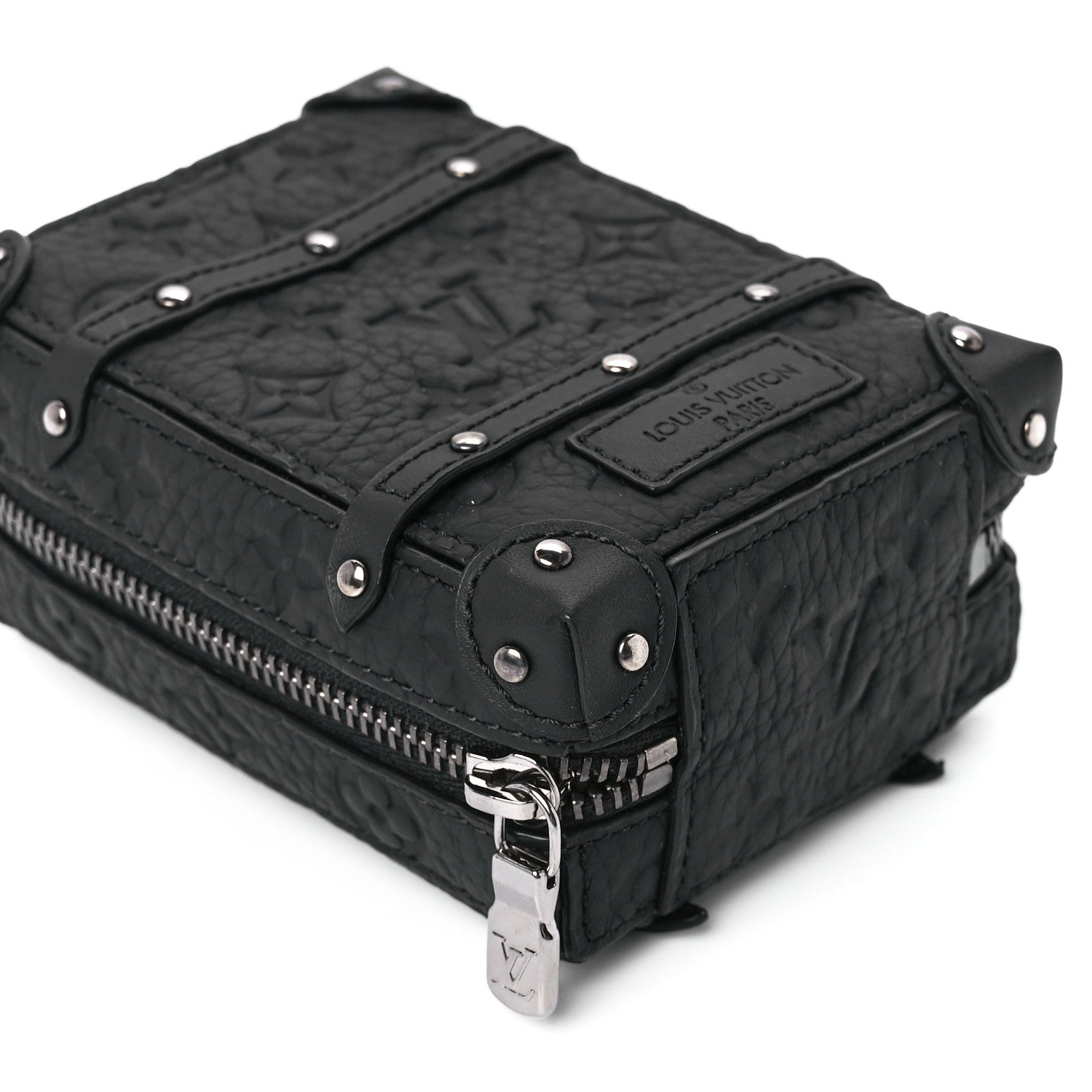 Louis Vuitton Monogram Taurillon Soft Trunk Backpack Pouch Bag Charm Key Ring Black 9 of 10