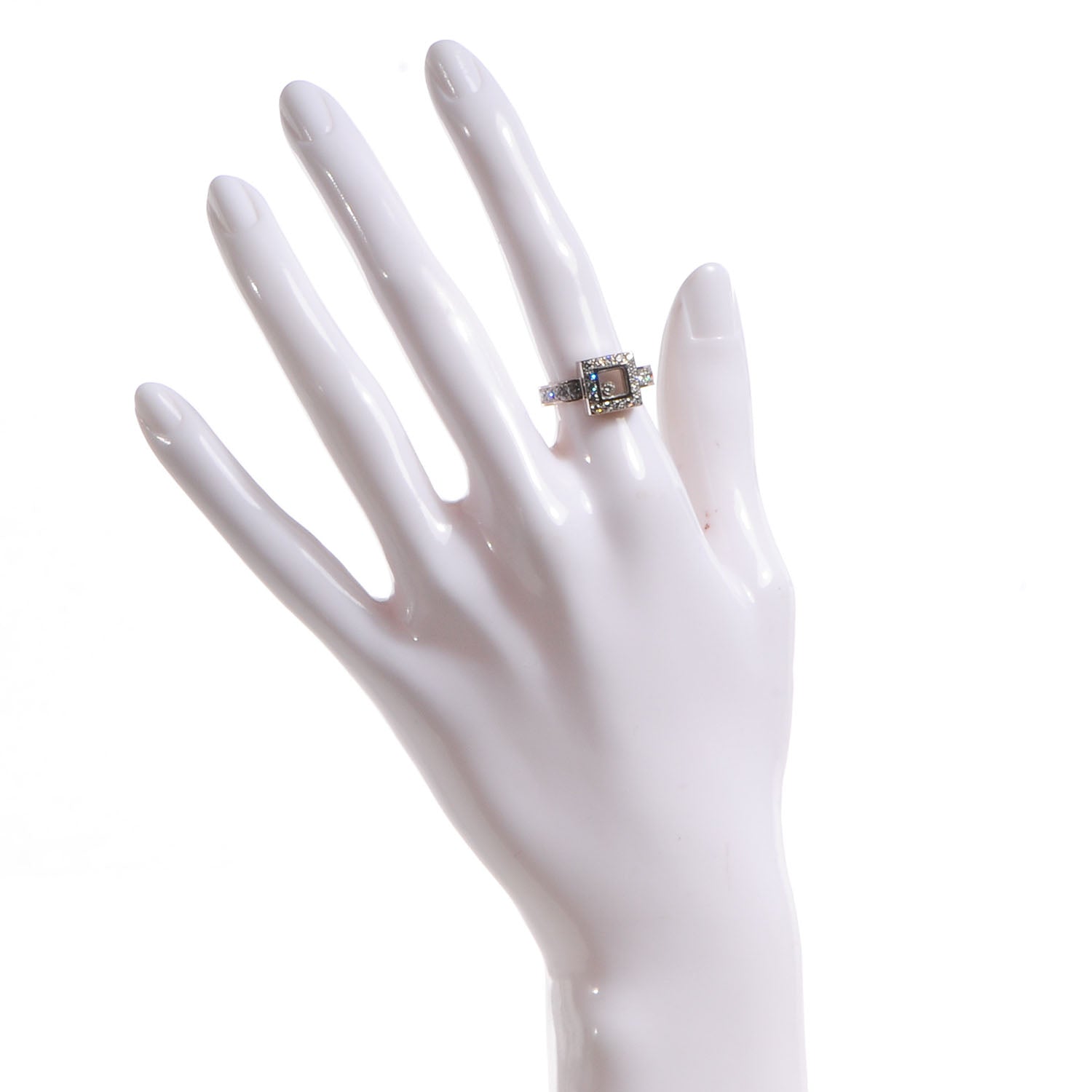Chopard 18k White Gold Happy Diamonds Icons Square Ring 6 2 of 4