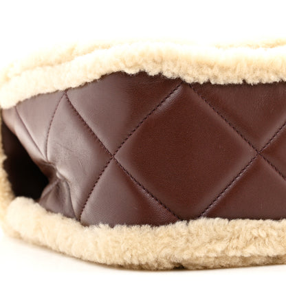 Chanel Shearling Lambskin Quilted Large Furry Coco Flap Beige Dark Brown 9 of 10