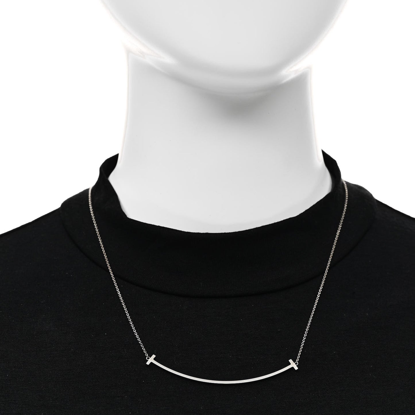Sterling Silver Large T Smile Pendant Necklace