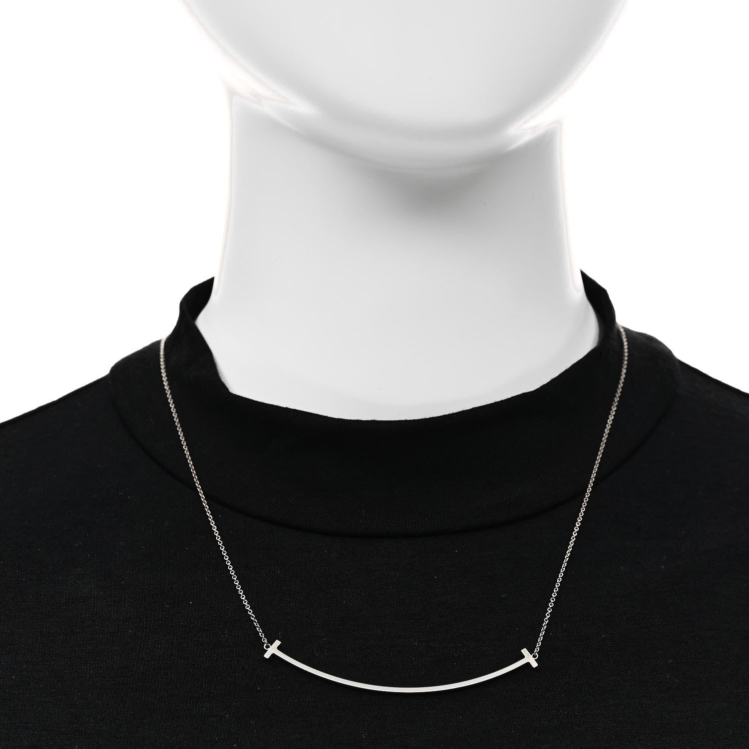 Tiffany Sterling Silver Large T Smile Pendant Necklace 2 of 6