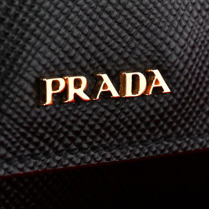 Prada Saffiano Cuir Medium Double Bag Black Fuoco 8 of 11