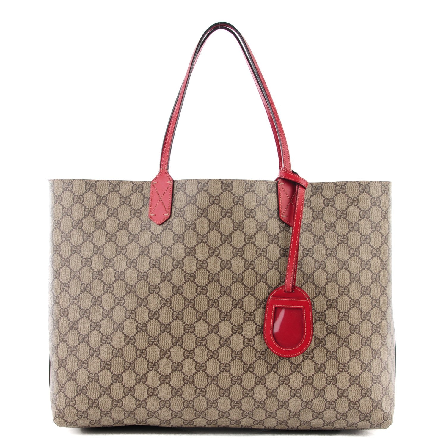 Gucci GG Supreme Monogram Large Reversible Tote Beige Red 1 of 9