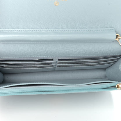 Chanel Caviar Quilted Wallet On Chain WOC Light Blue 4 of 9