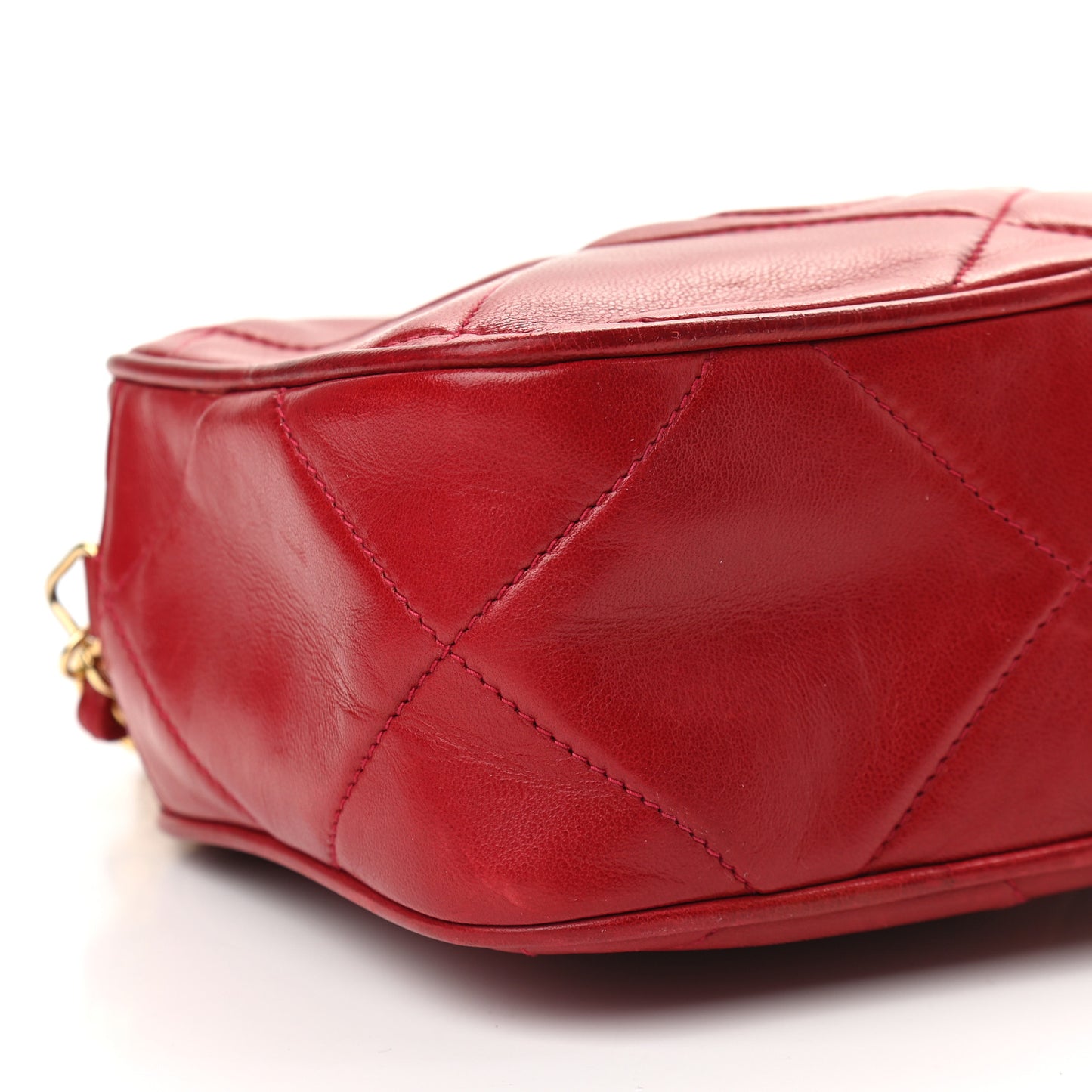 Lambskin Quilted Tassel Camera Case Red