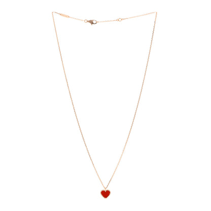 Van Cleef & Arpels 18k Rose Gold Carnelian Sweet Alhambra Heart Pendant Necklace 3 of 6