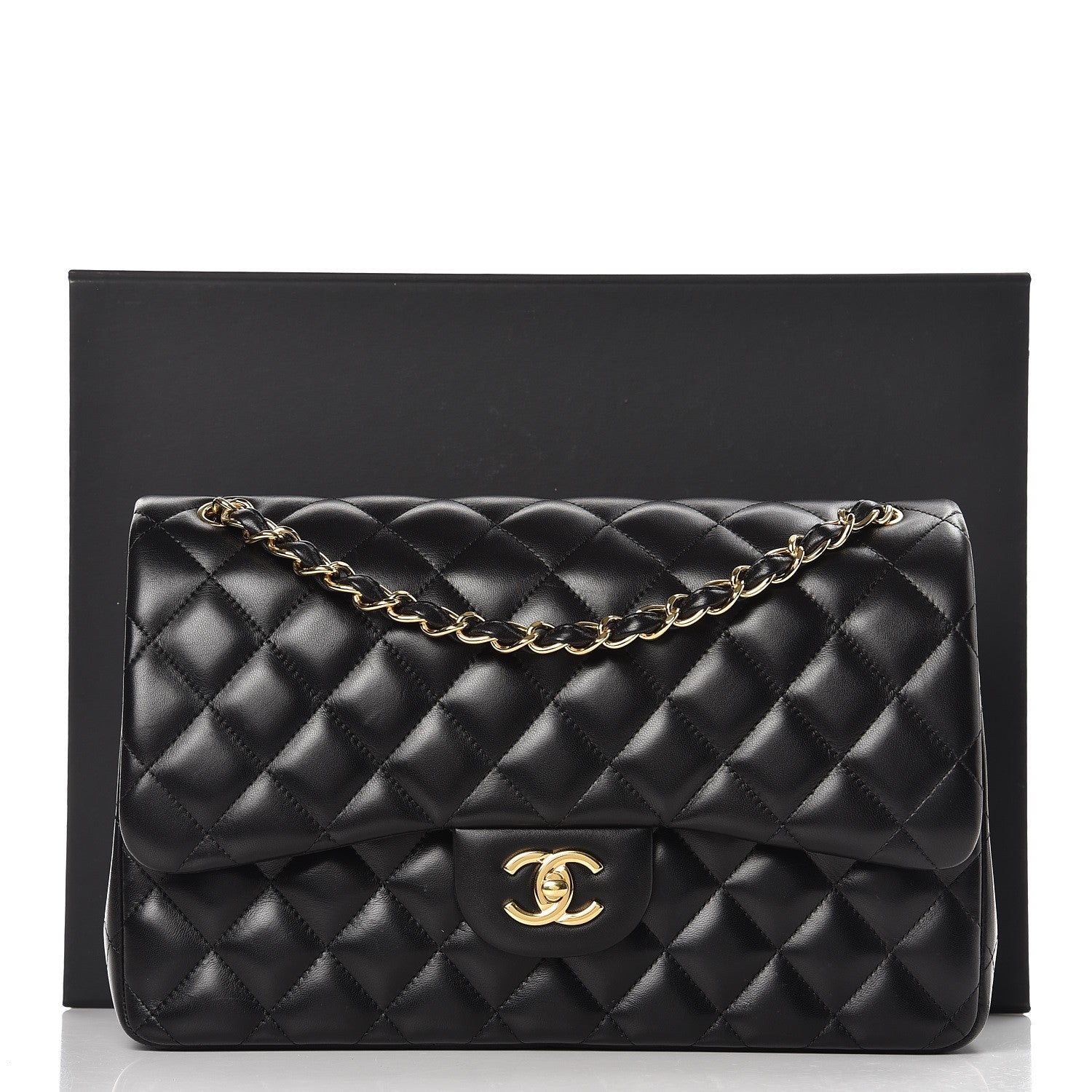 Chanel Lambskin Quilted Jumbo Double Flap Black 13 of 13