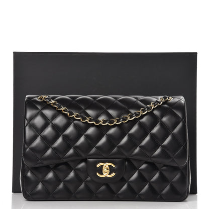 Chanel Lambskin Quilted Jumbo Double Flap Black 13 of 13