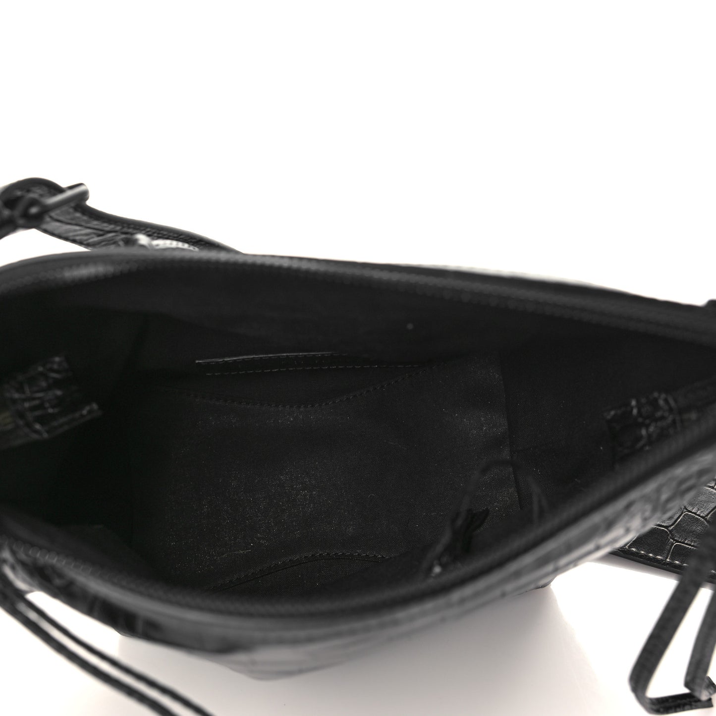 Extra Supple Calfskin Crocodile Embossed Neo Classic Hardware Hobo XS Black