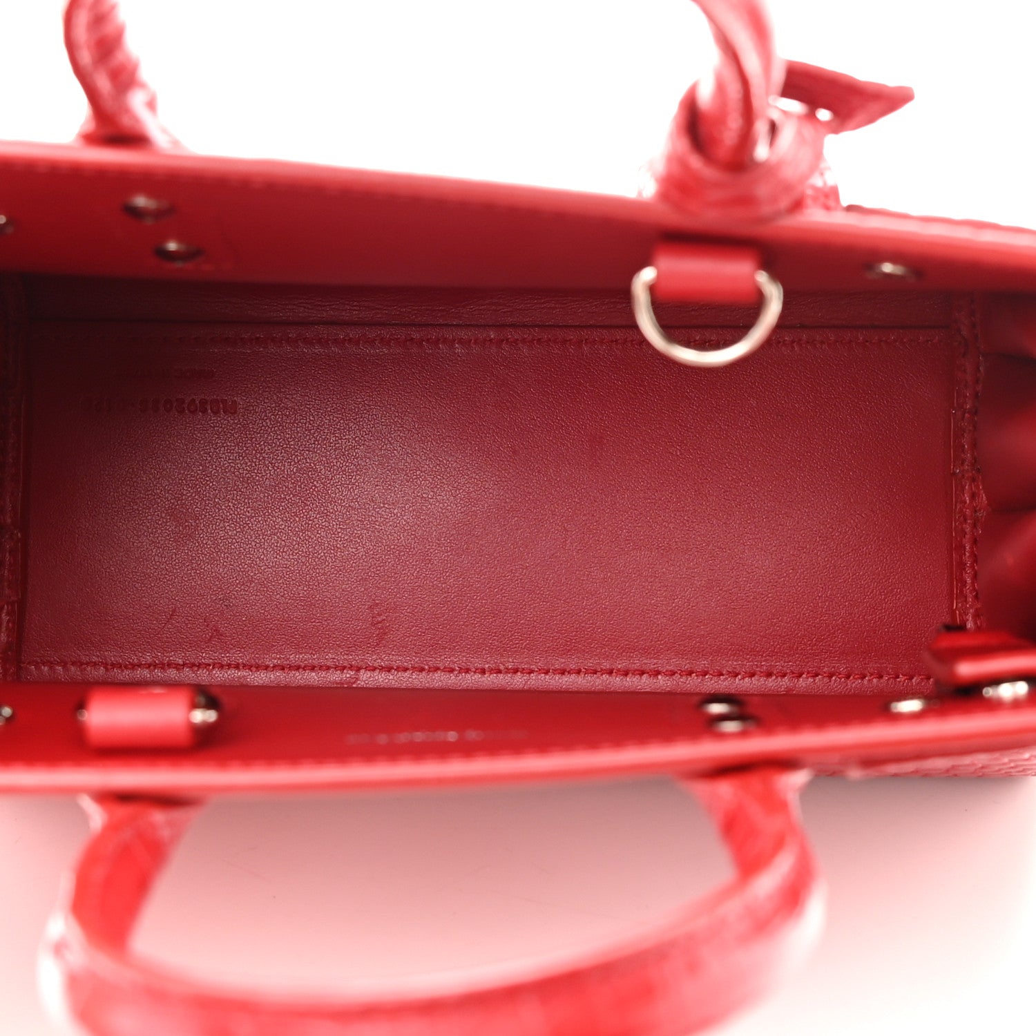 Saint Laurent Calfskin Crocodile Embossed Nano Sac De Jour Red 5 of 13