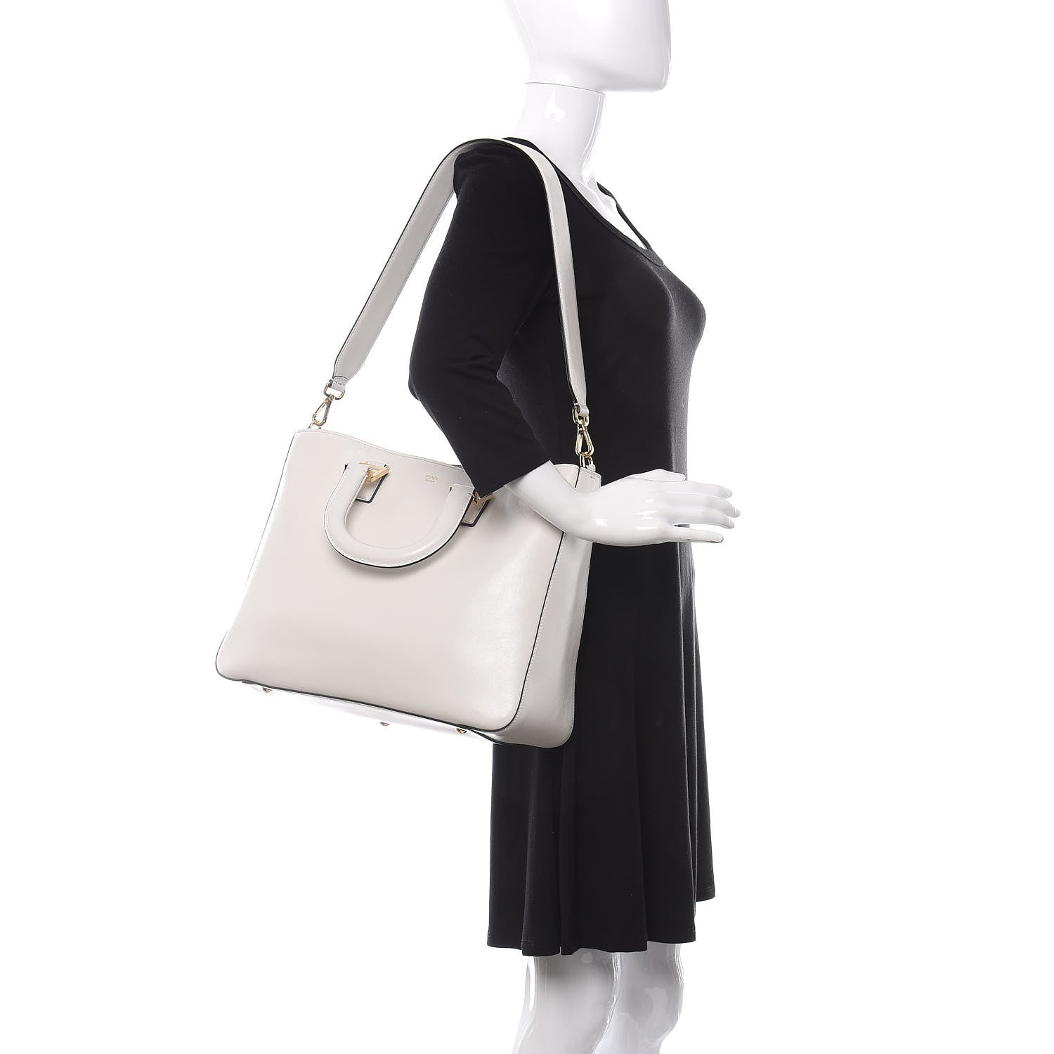 Fendi Vitello Glacier Medium FF Tote White 2 of 10