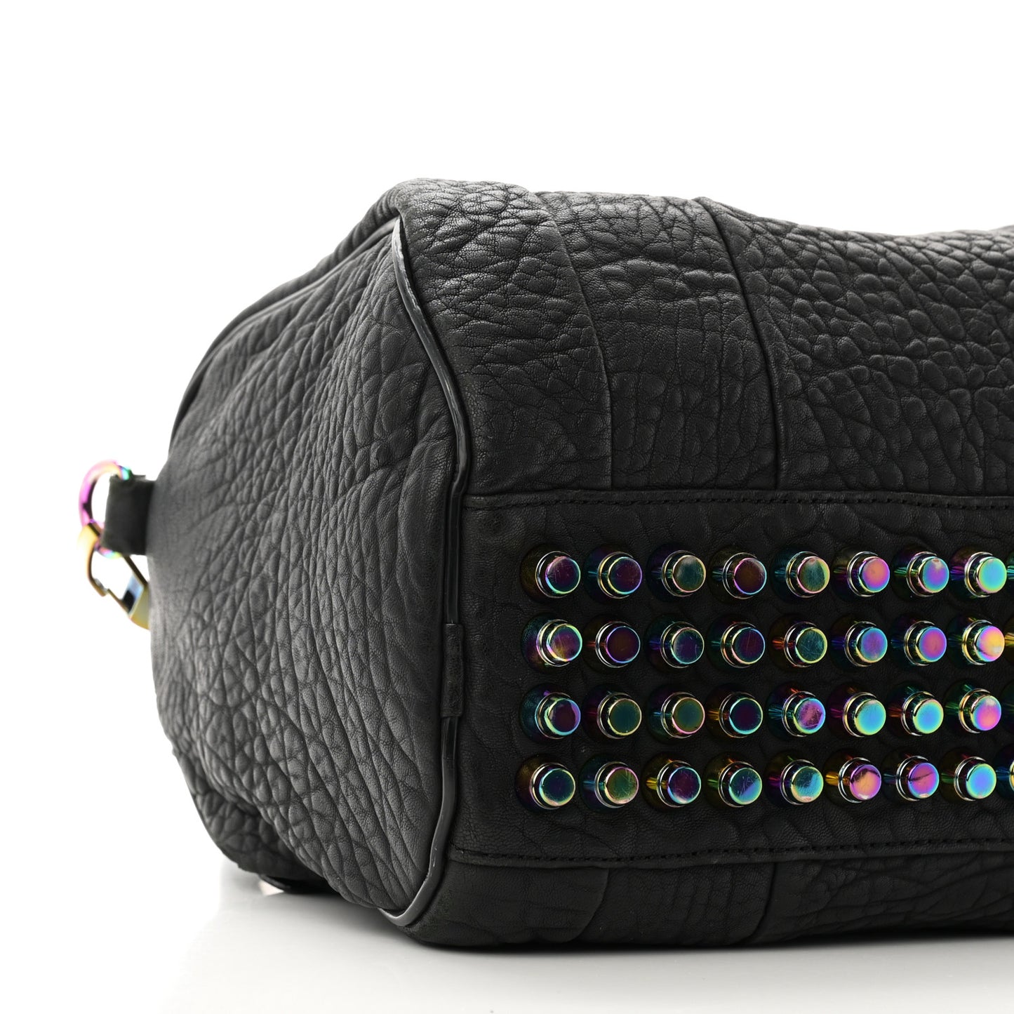 Pebbled Lambskin Rocco Matte Black Iridescent Hardware