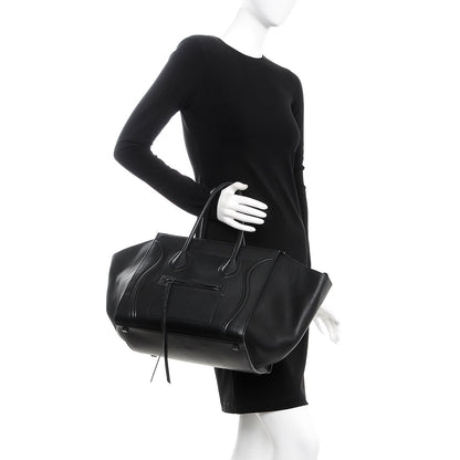 Celine Supple Calfskin Medium Phantom Luggage Black 2 of 12