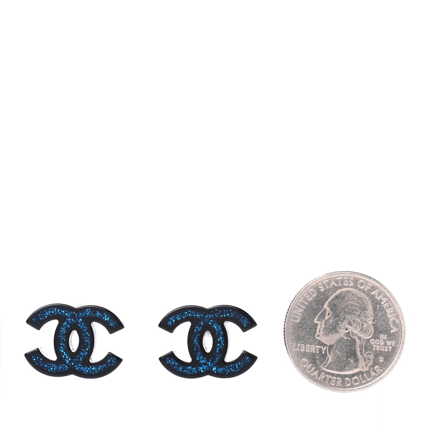 Glitter Resin CC Earrings Blue Black