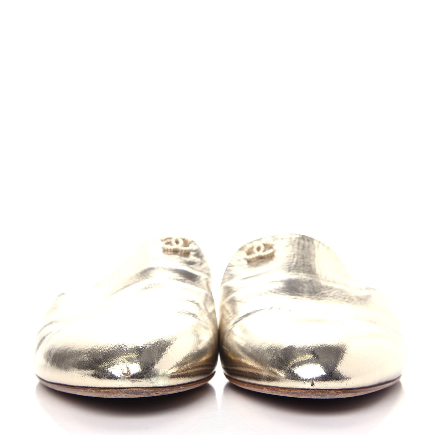 Chanel Metallic Sheepskin Mules 39.5 Gold 2 of 10