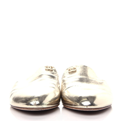 Chanel Metallic Sheepskin Mules 39.5 Gold 2 of 10