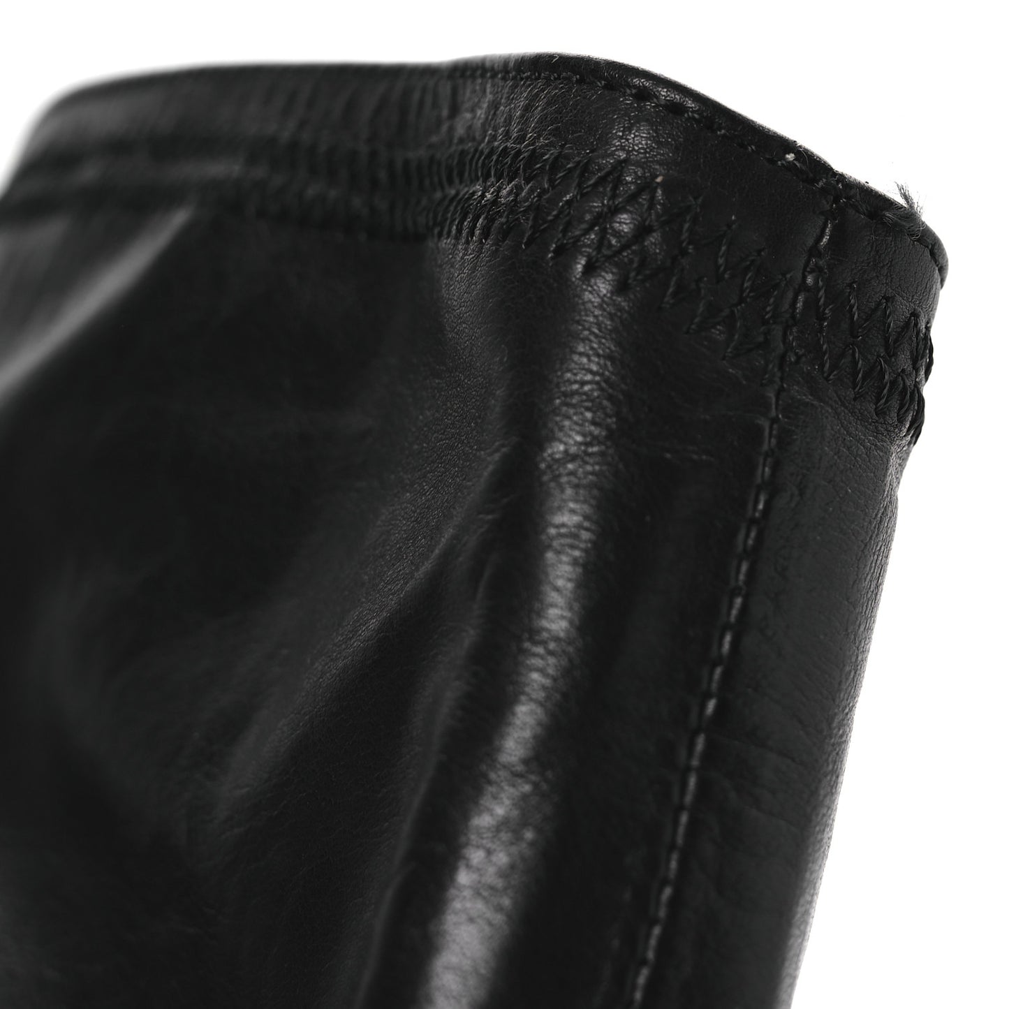 Calfskin Gathered Stitched High Boots 39.5 Black