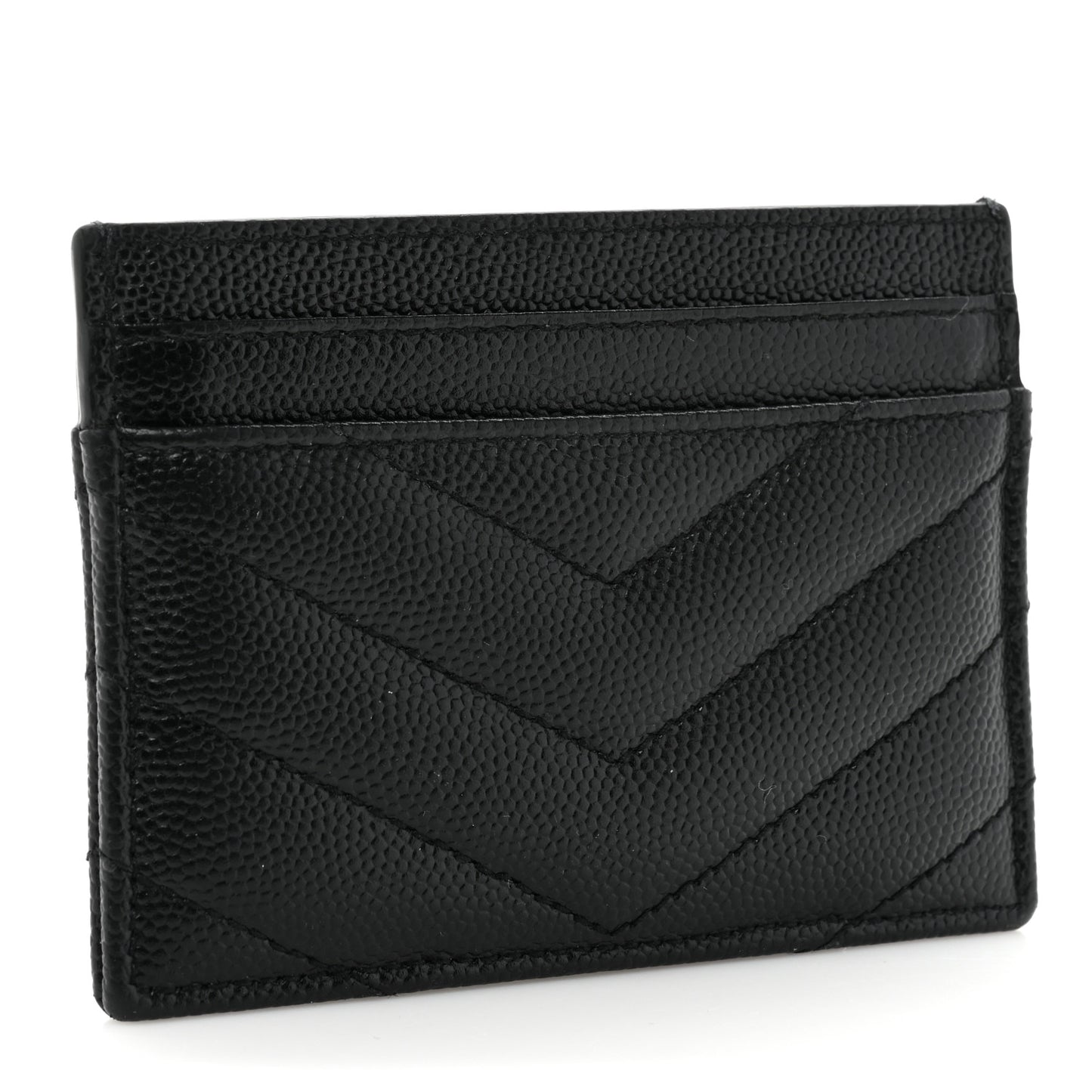 Grain De Poudre Matelasse Chevron Monogram Credit Card Case Black