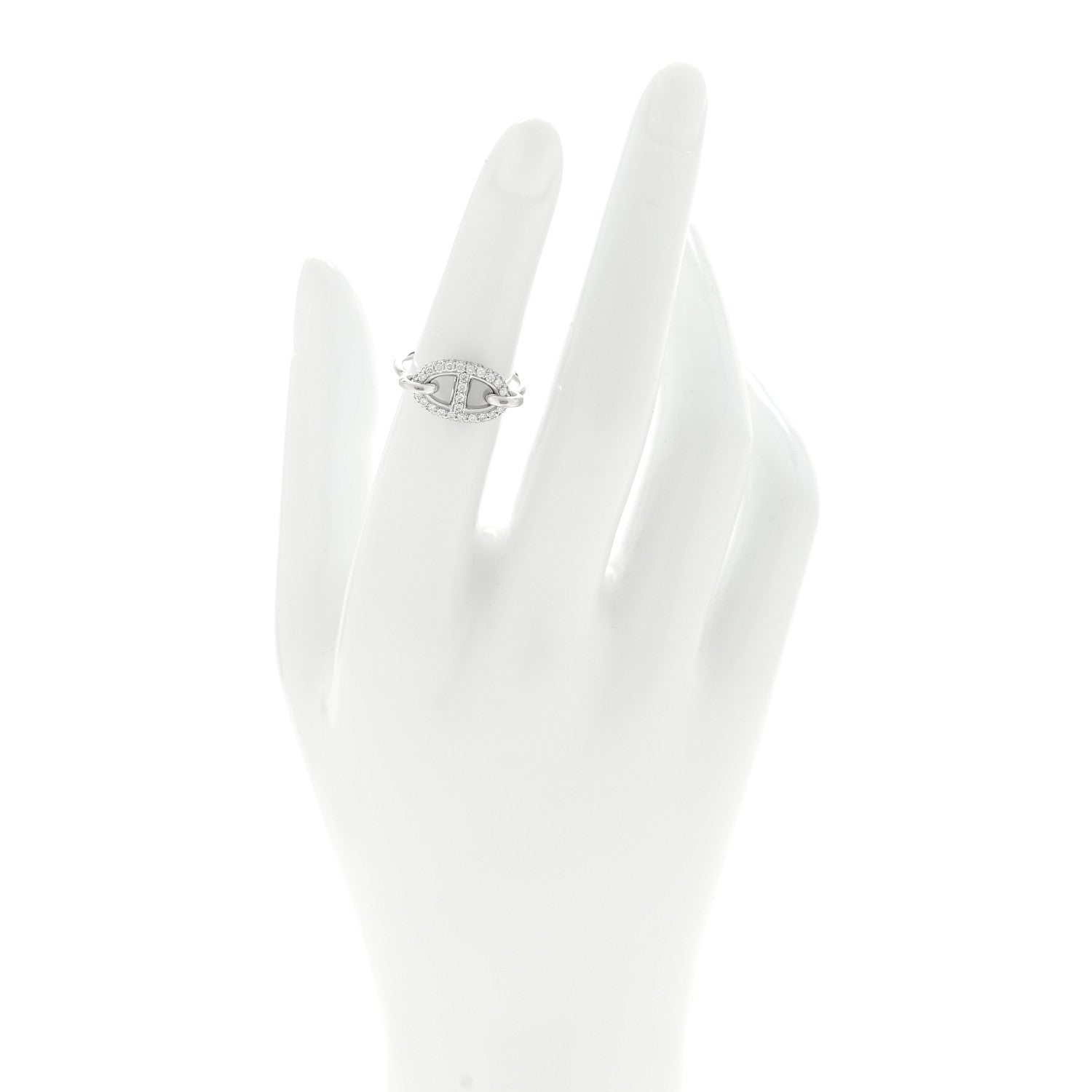 Hermes 18K White Gold Diamond New Farandole Ring 49 5 2 of 5