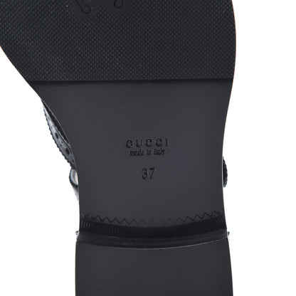 Gucci Calfskin Bee Embroidered Womens Queercore Brogue Wingtip Monk Strap Loafers 37 Black 6 of 9