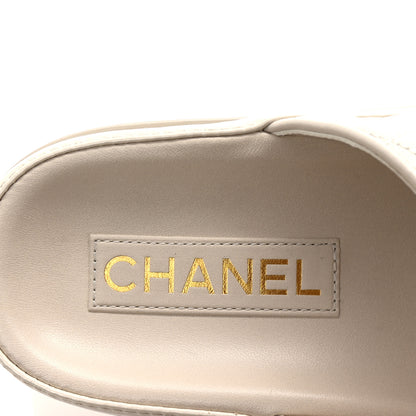 Chanel Shiny Calfskin Quilted Velcro Dad Pearl CC Slide Sandals 39.5 Light Beige 8 of 10