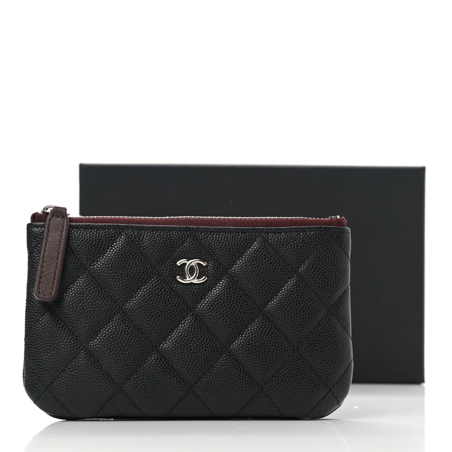 Caviar Quilted Small Cosmetic Case Black