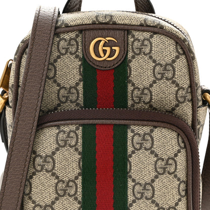 Gucci GG Supreme Monogram Web Mini Ophidia Double Zip Messenger Bag Beige New Acero 8 of 10