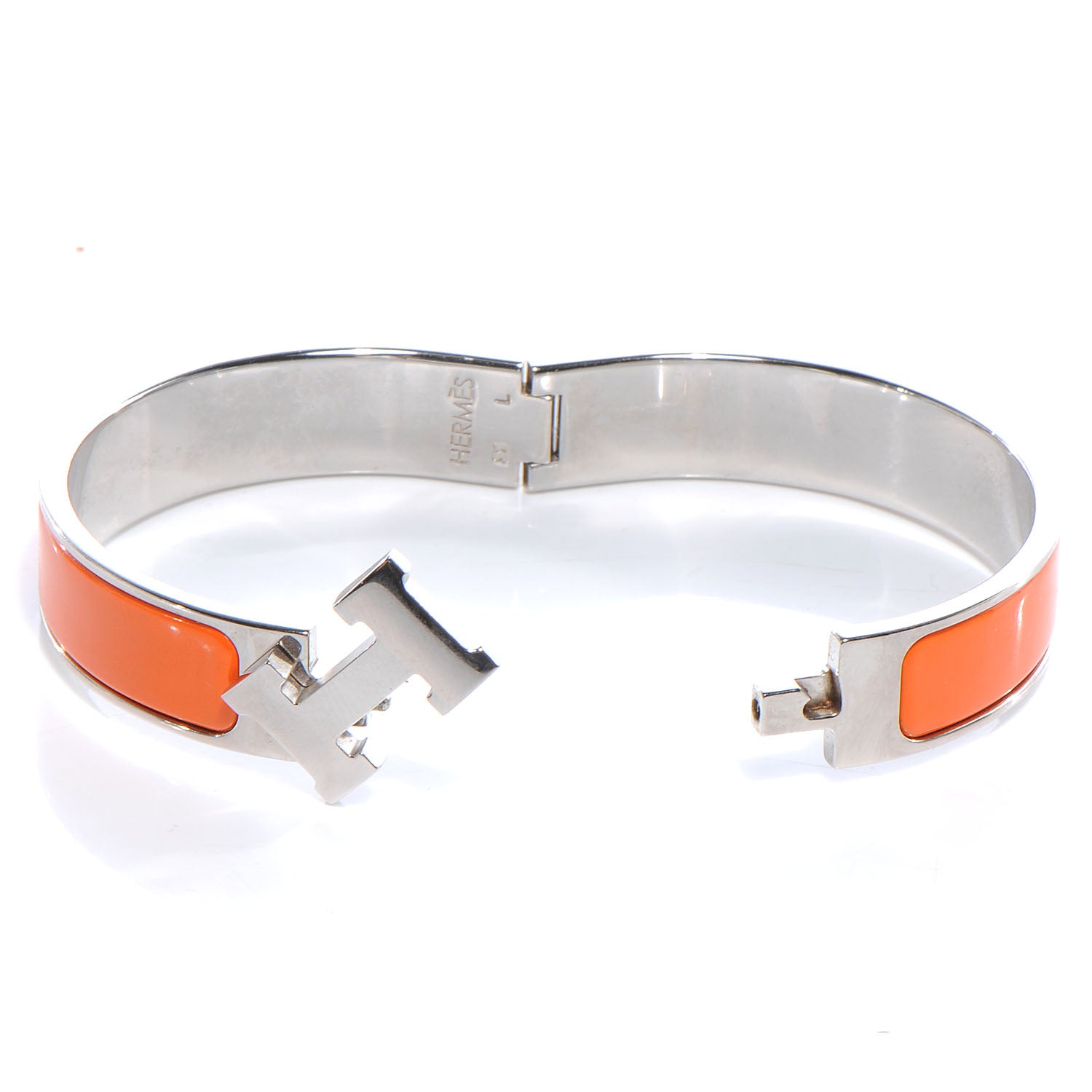 Hermes Narrow Enamel Clic Clac H Bracelet GM Orange 4 of 5