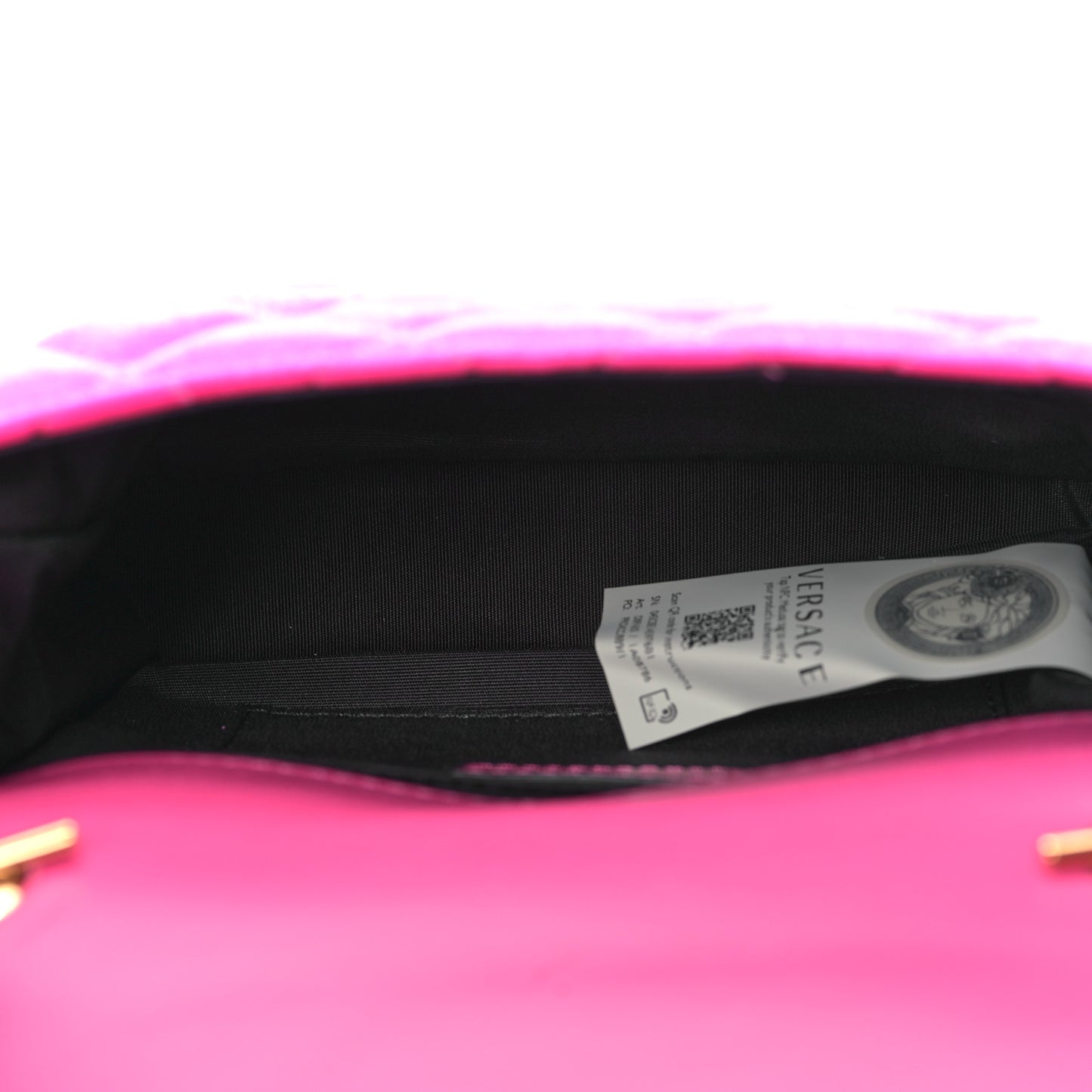 Velvet Quilted Medusa Chain Crossbody Pink