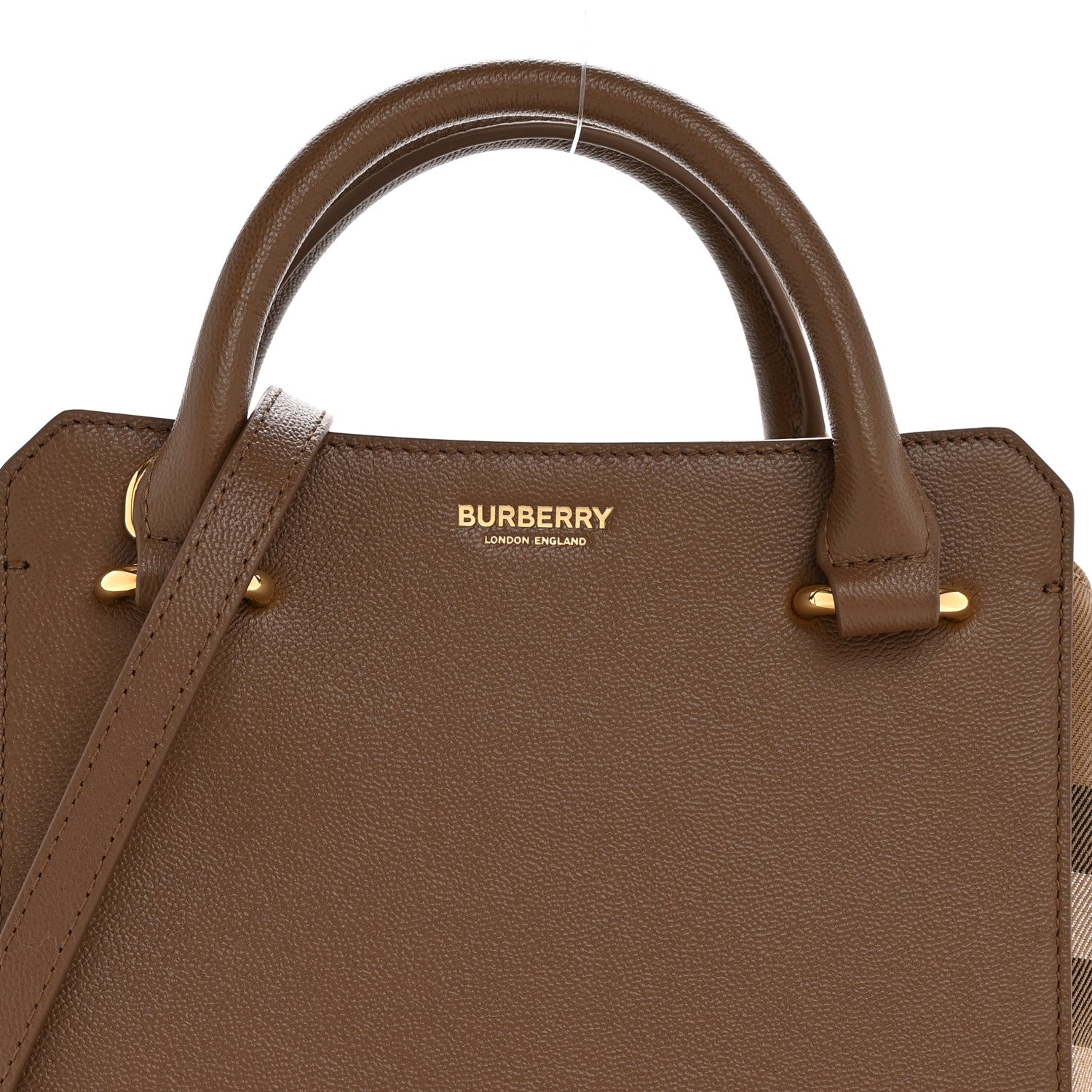 Burberry Calfskin Mega Check Mini Banwell Tote Earth 8 of 11