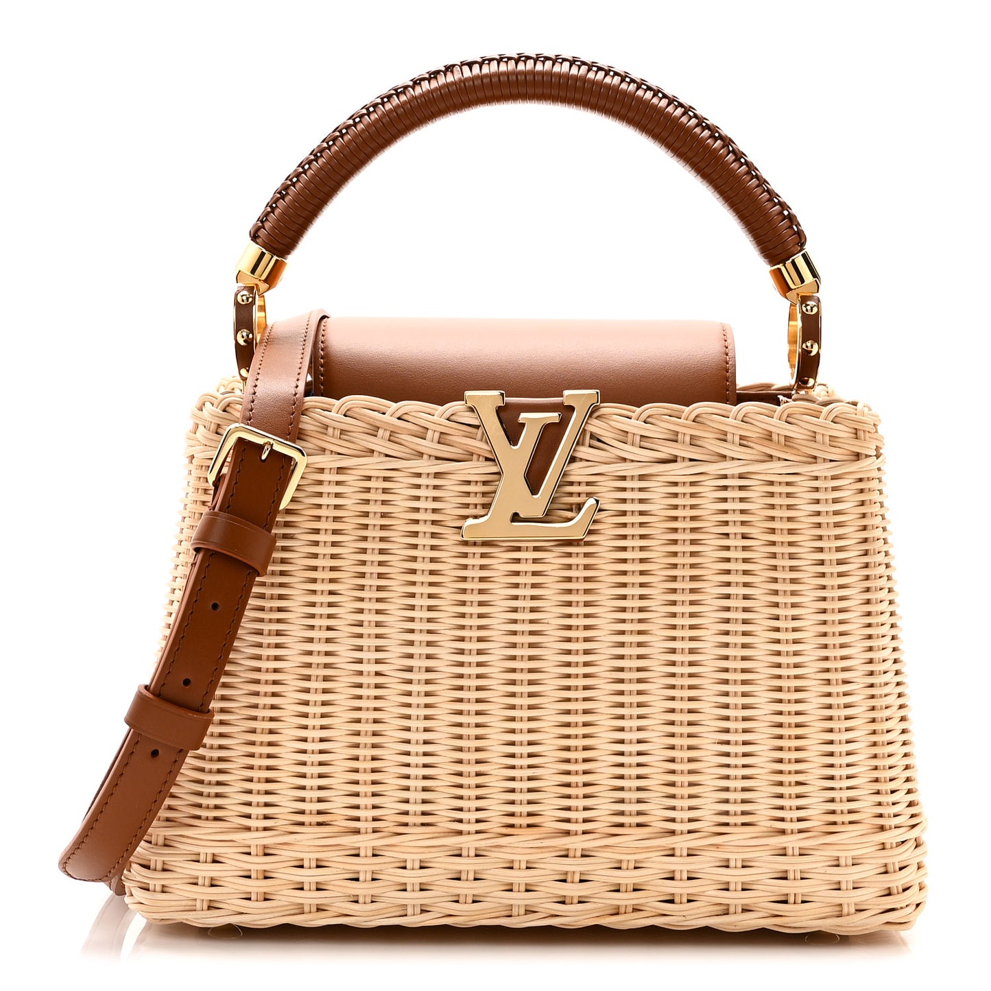 Rattan Calfskin Capucines BB Tan