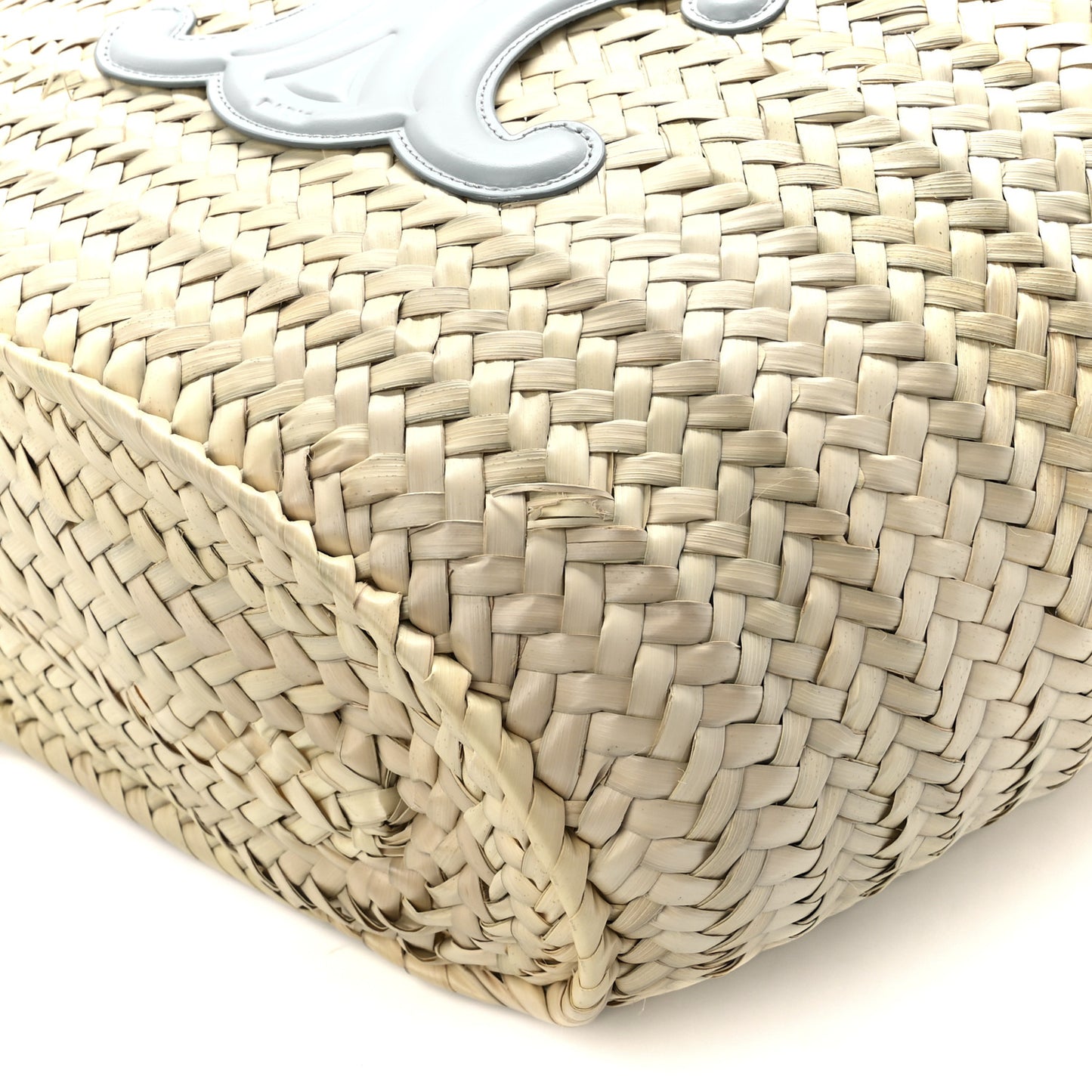 Raffia Calfskin Triomphe Medium Panier Soft Blue