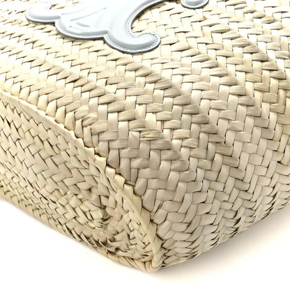 Celine Raffia Calfskin Triomphe Medium Panier Soft Blue 10 of 10