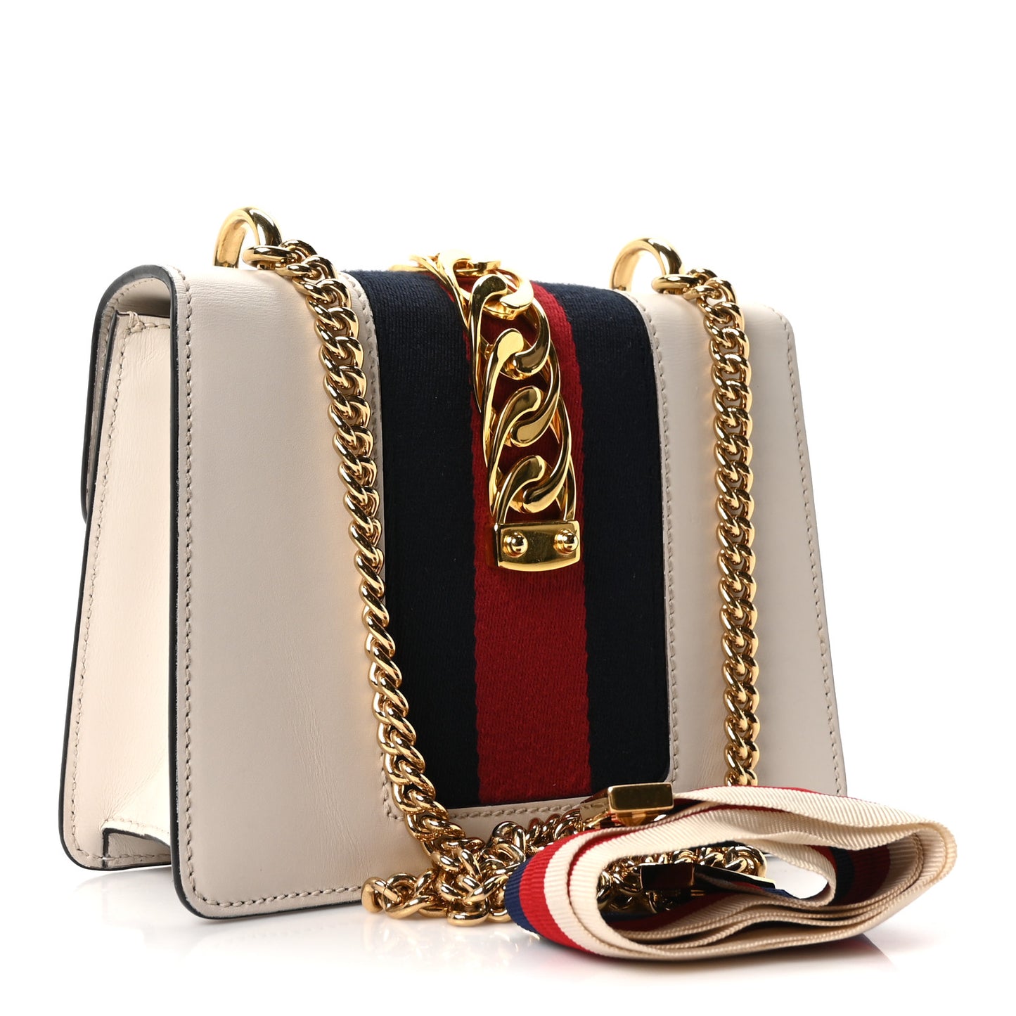 Calfskin Mini Sylvie Chain Shoulder Bag White