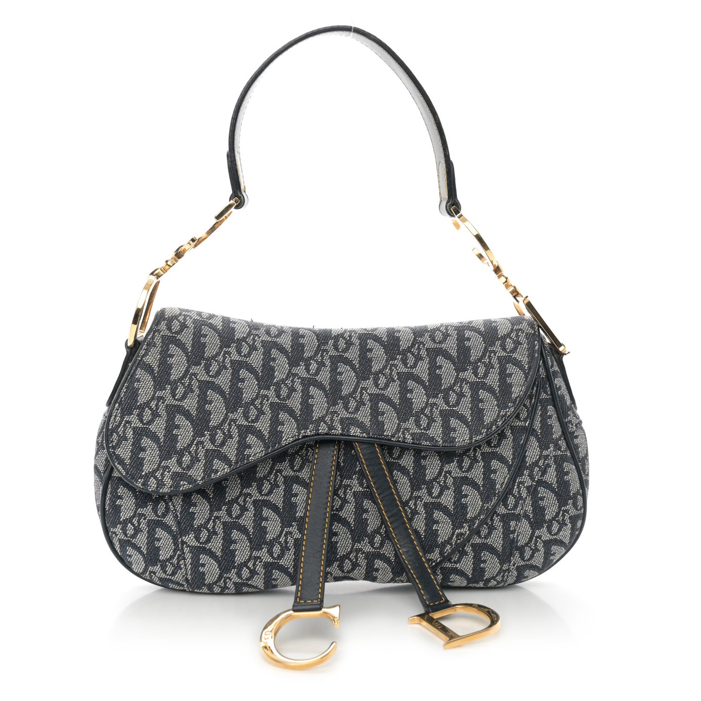 Monogram Double Saddle Bag Navy Blue