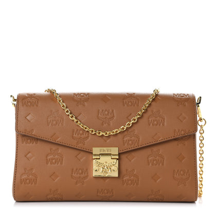 MCM Calfskin Ottomar Monogram Medium Millie Crossbody Bag Cognac 1 of 9