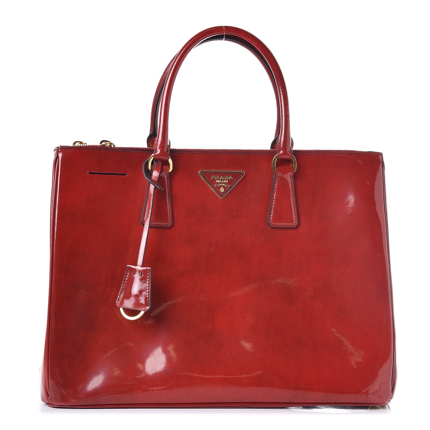 Prada Spazzolato Large Galleria Double Zip Tote Scarlatto Fume 1 of 9