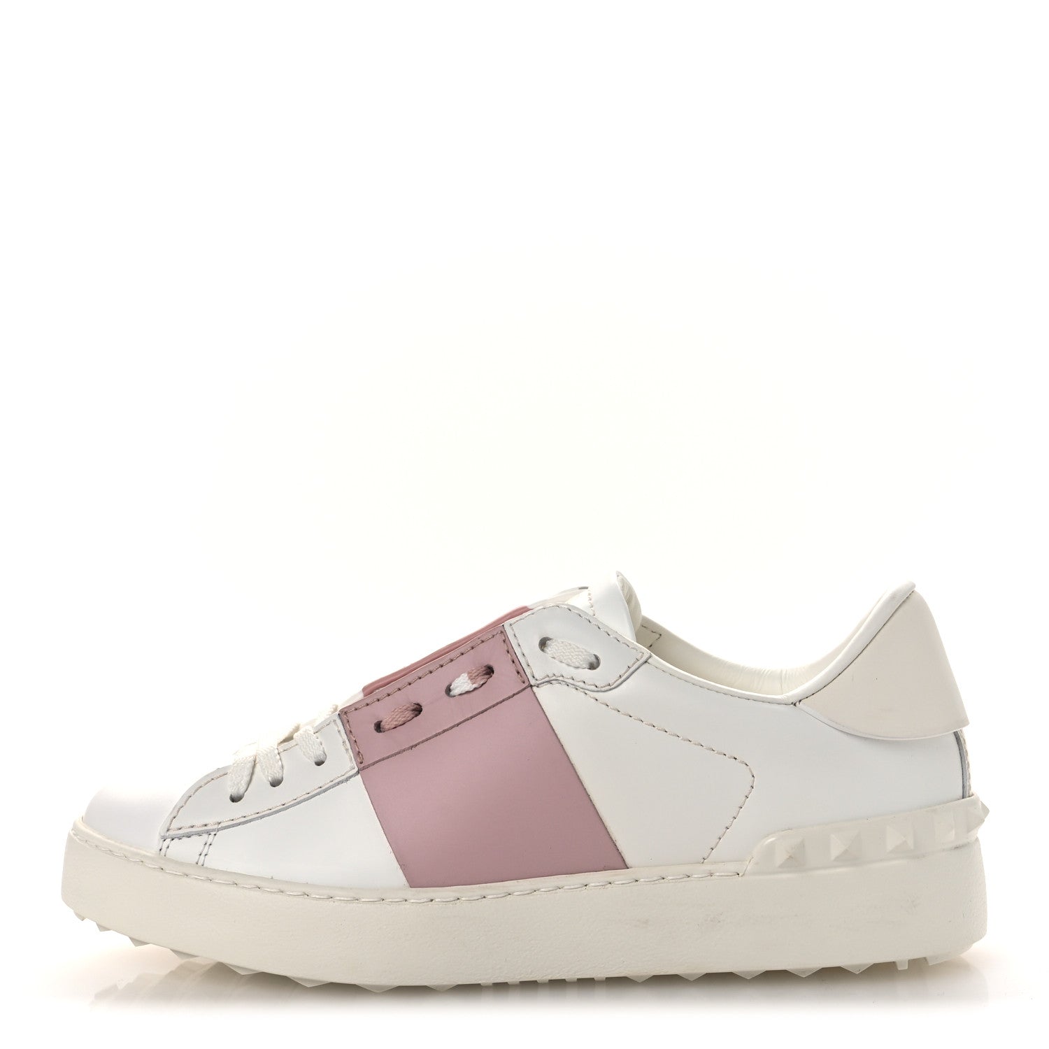 Valentino Garavani Calfskin Rockstud Open Sneakers 36 White
