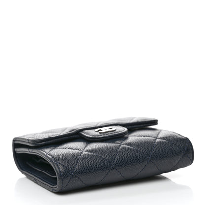 Chanel Caviar Quilted Compact Flap Wallet Navy 3 of 9