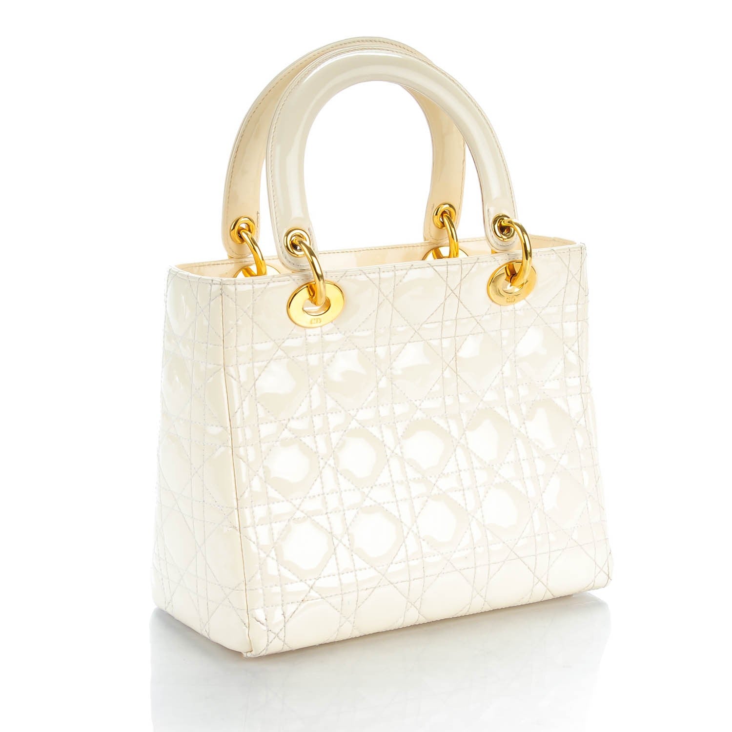 Christian Dior Patent Cannage Medium Lady Dior White 5 of 11