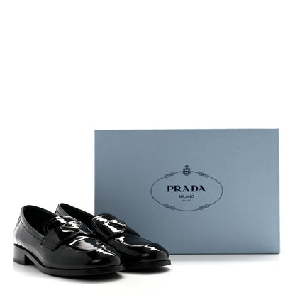 Prada Vernice Triangle Womens Loafers 35.5 Black 11 of 11