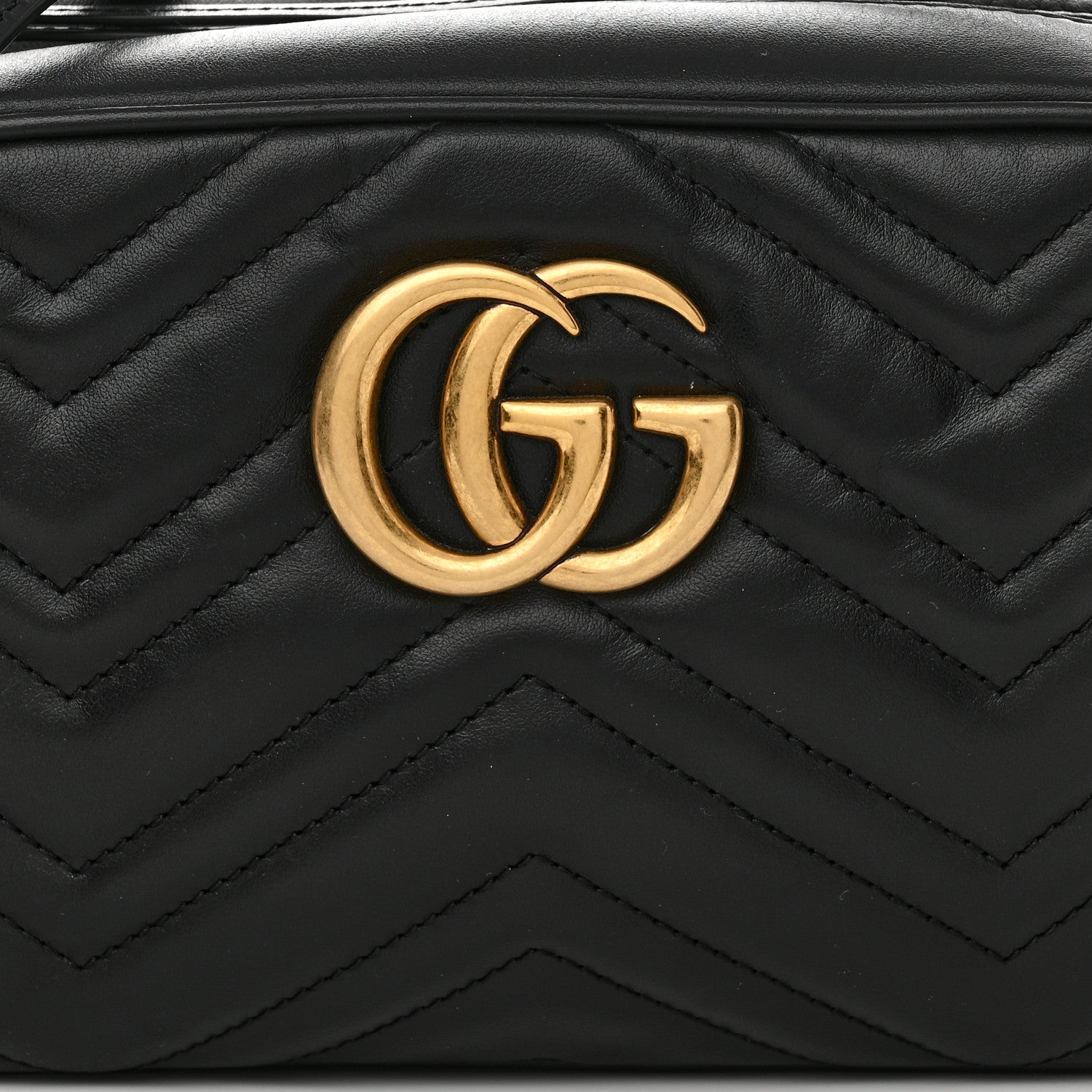Gucci Calfskin Matelasse Small GG Marmont Chain Shoulder Bag Black 8 of 10