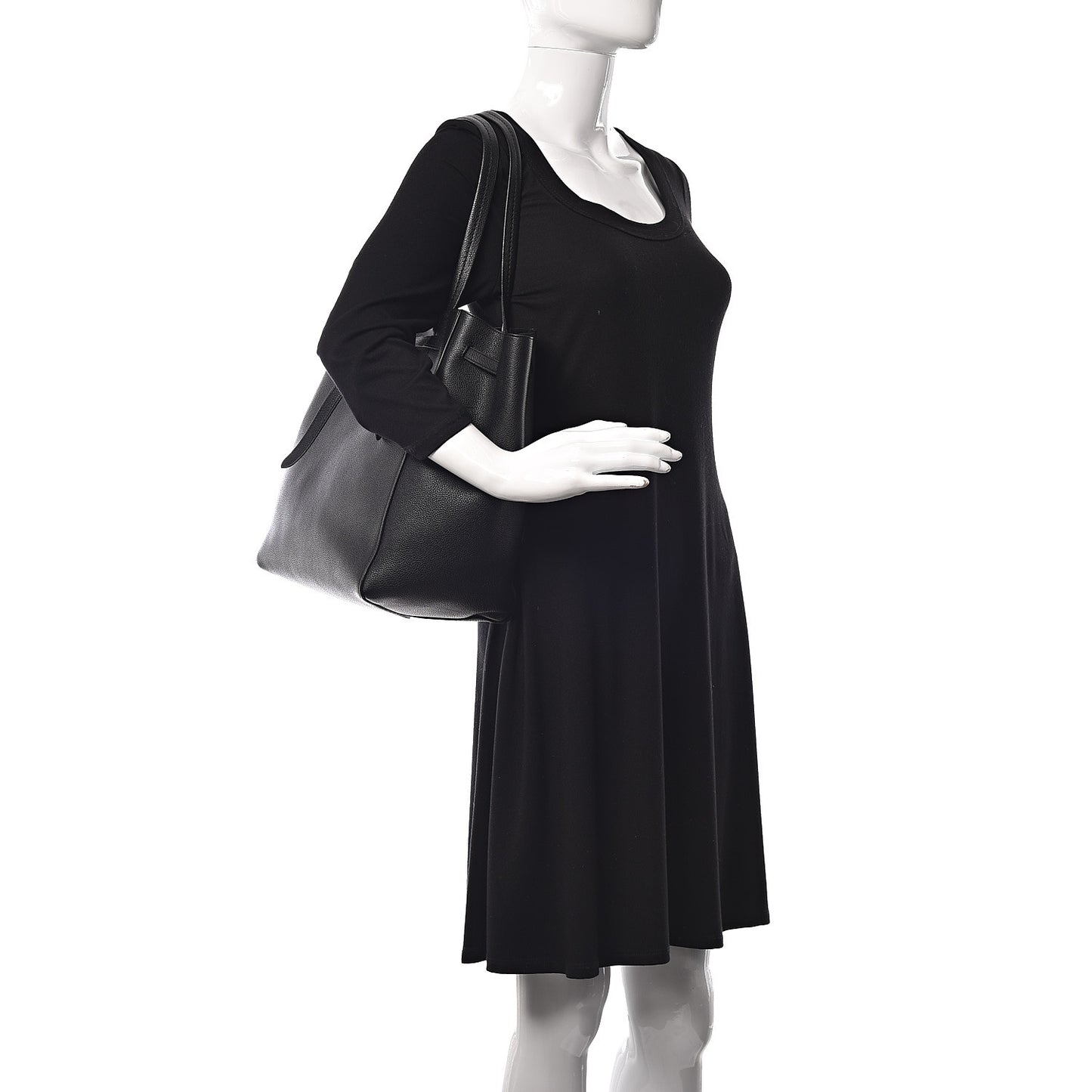 Soft Grained Calfskin Small Belt Cabas Phantom Black