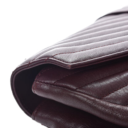 Saint Laurent Sheepskin Matelasse Chevron Monogram Large College Satchel Amaranto 10 of 10