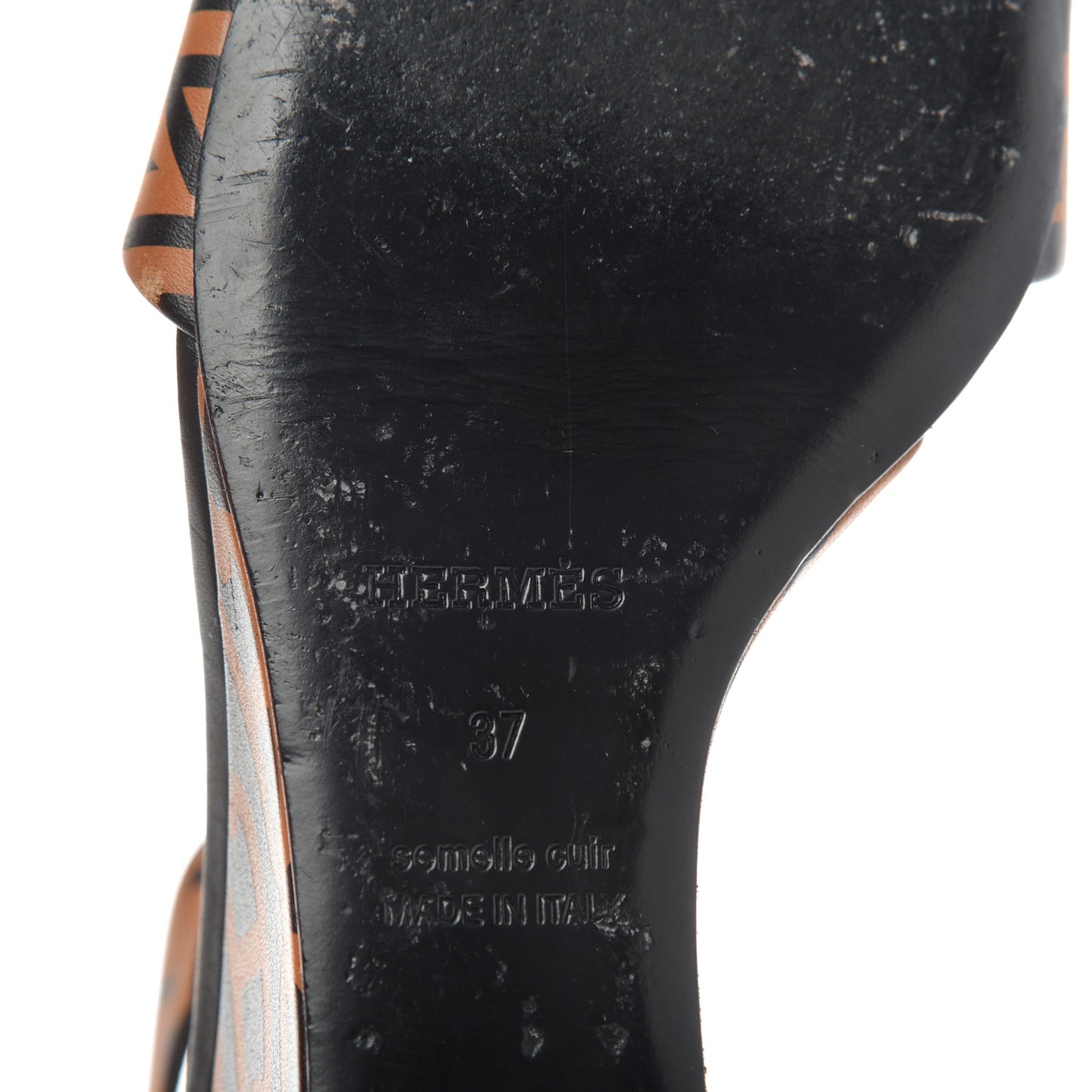 Calfskin Printed Acapulco Wedge Sandals 37 Black Naturel
