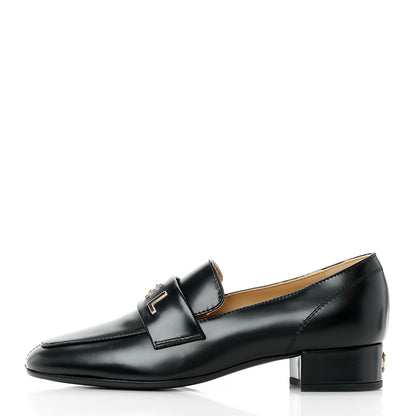 Chanel Shiny Calfskin Logo Loafers 35 Black 1 of 11