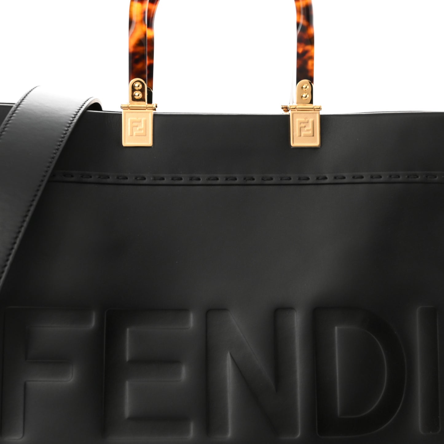 Vitello King Plexiglass Medium Fendi Sunshine Shopper Tote Black
