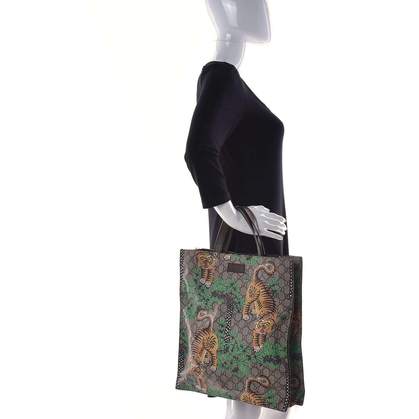GG Supreme Monogram Bengal Vertical Tote Brown