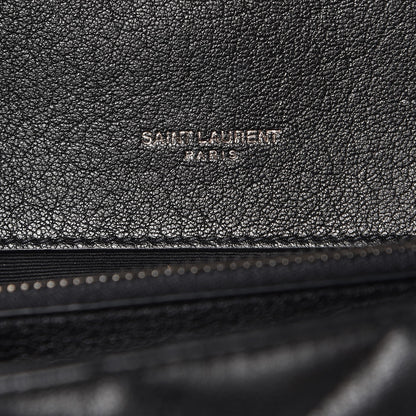Saint Laurent Sheepskin Matelasse Chevron Monogram Large College Satchel Black 6 of 9